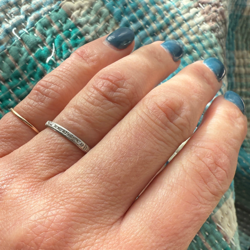 Belle's Beauty Diamond & Engraved Platinum Band
