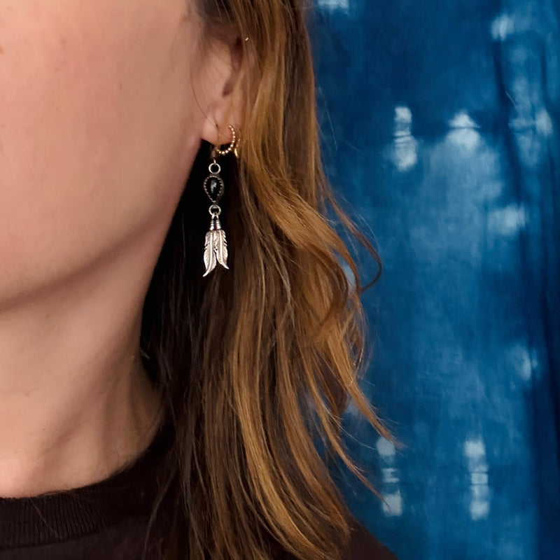 Rockin' Black Onyx & Sterling Feather Earrings