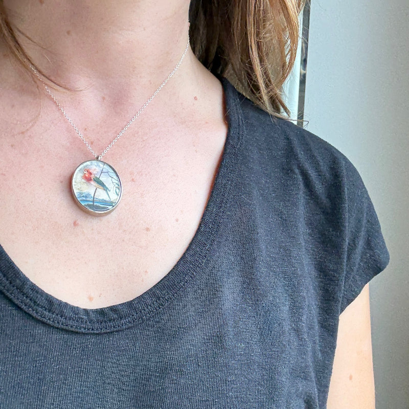 Charming Miniature Painted Bird Pendant