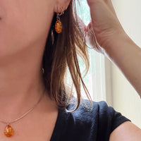 Natural Beauty Simple Amber Drop Earrings