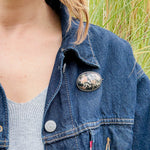 Edwardian Rhodochrosite & Sterling Silver Brooch