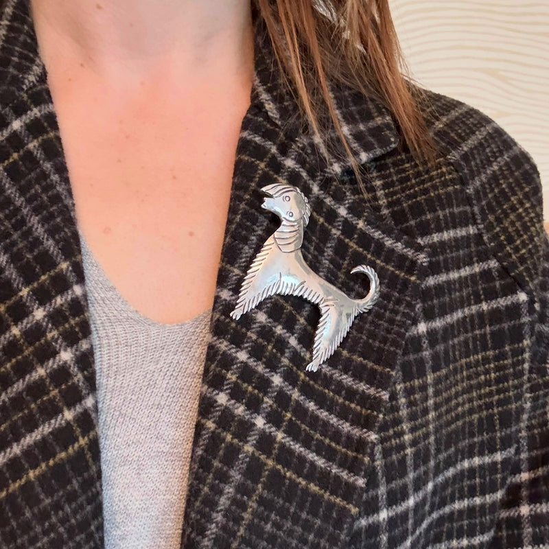 Good Girl Sweet Silver Dog Brooch