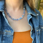 Icy Blue Aurora Borealis Glass Bead Necklace