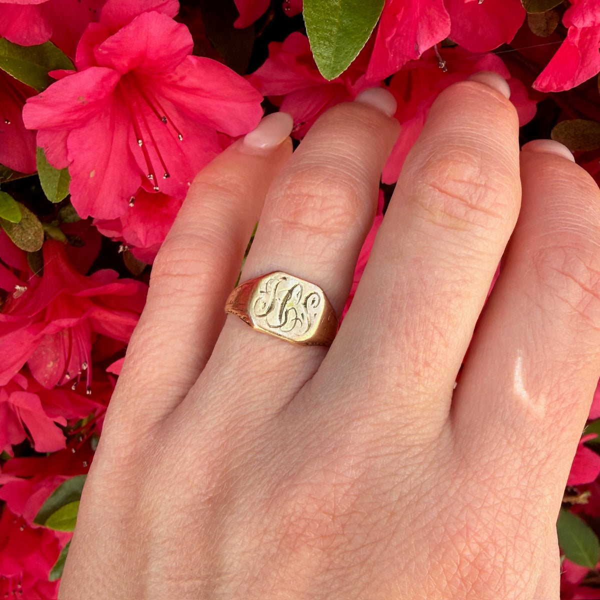 Gently Worn Acanthus Motif 14k Gold Signet Ring