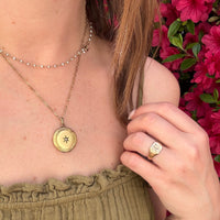 French Gold Filled Locket with Star-Set Pearl