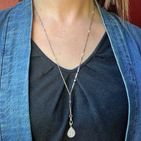 Platinum & Pearl Fancy Link "Y" Chain by Ancient Influences