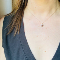 Tiny Garnet & Sapphire-Set Spider Pendant