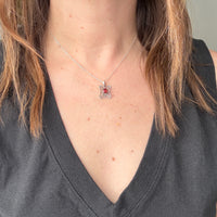 Garnet-Set Sterling Silver Web Necklace