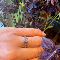 Classic Mid Century Engagement Ring with Oval Diamond