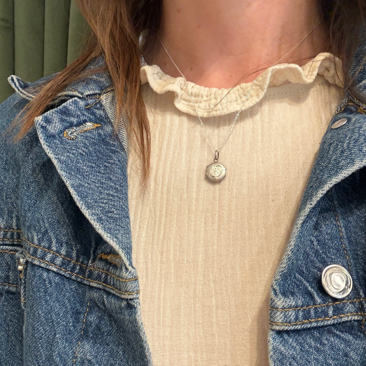 Petite French Locket of Engraved Aluminum