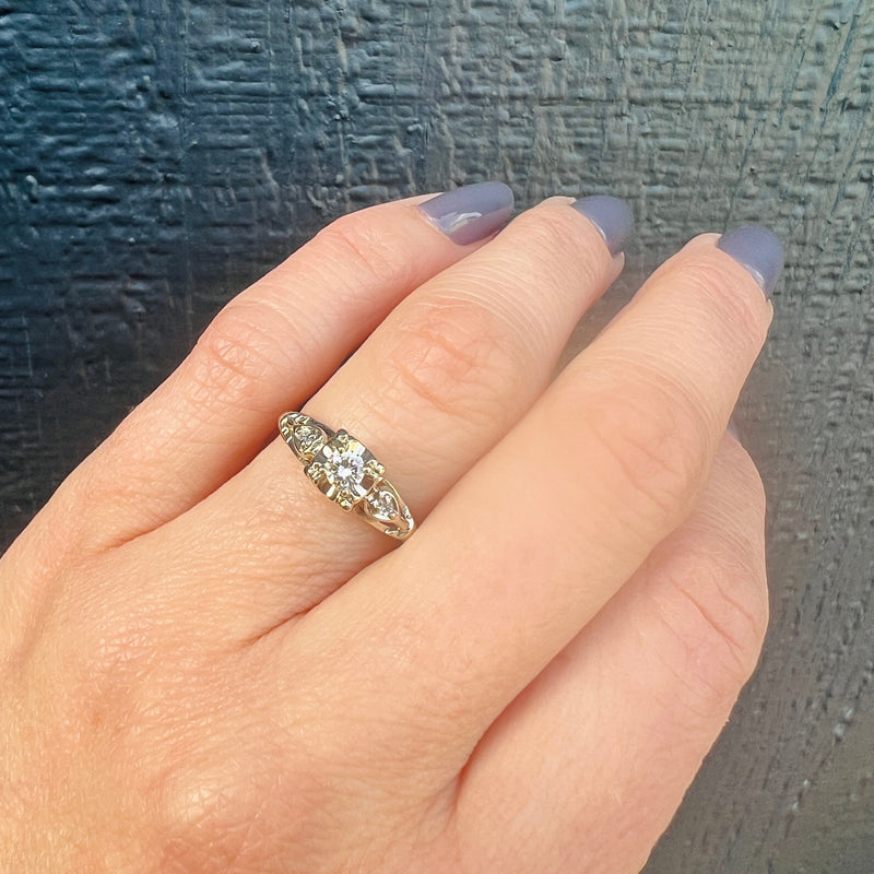 Sweet Heart Diamond & White Gold Engagement Ring