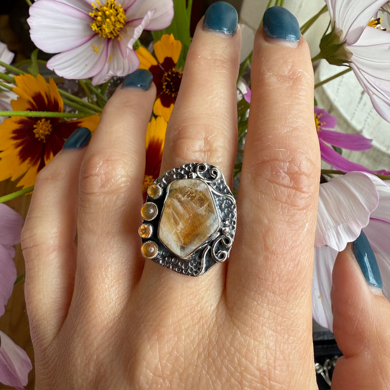 Freeform Citrine & Sterling Artisan Ring