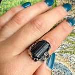 Austerely Romantic Black Tourmaline & Sterling Ring