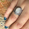 Mystic Moonstone in Ornate Sterling Artisan Ring