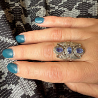 Dramatic Iolite & Recycled Silver Artisan Ring