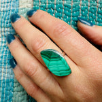 Poison-Green Malachite Spiderweb Ring