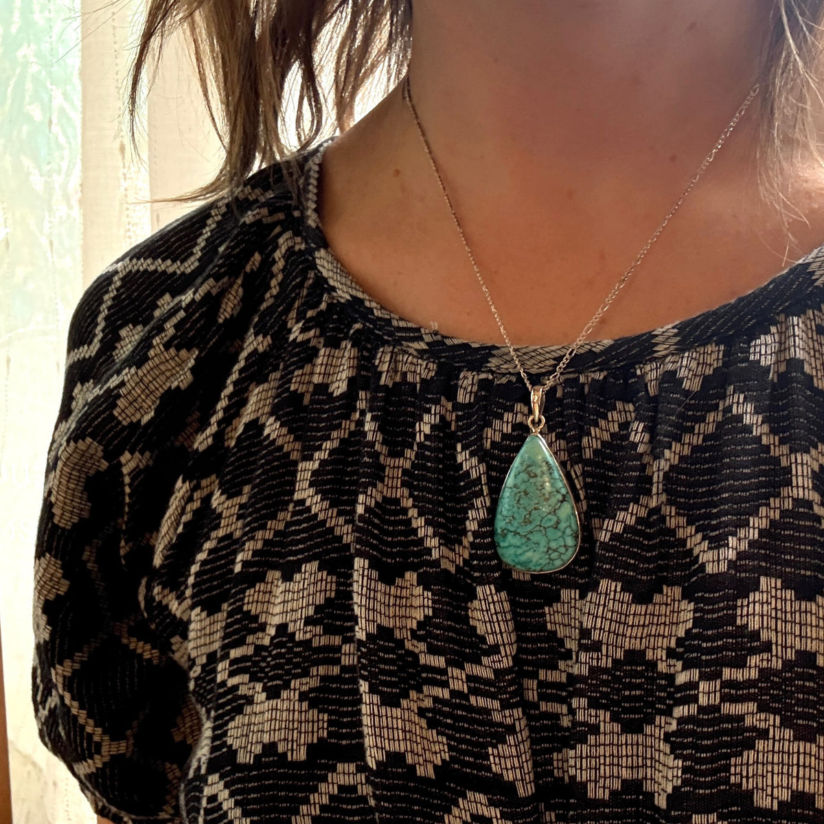Brilliant Tibetan Turquoise & Sterling Silver Necklace