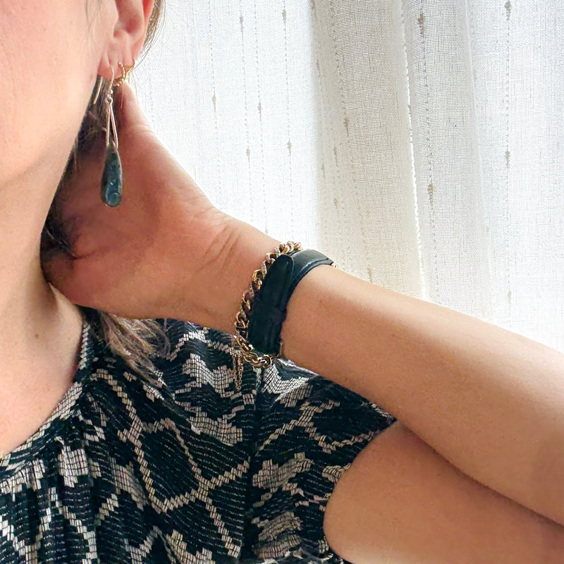 Fantastical Moon Phase Carved Labradorite Earrings