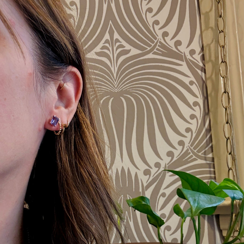 Regal Amethyst in Pretty Pierced Sterling Stud Earrings