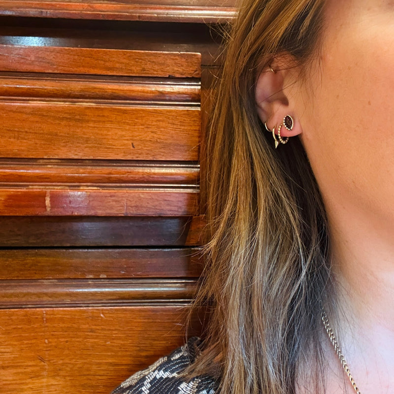 Rich Red Garnet in Petite Sterling Navette Studs