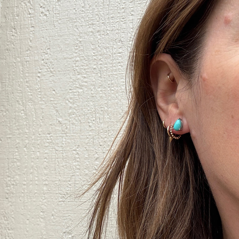 Sky Blue Turquoise Tear Drop in Sterling Studs