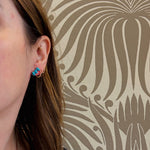 Sky Blue Turquoise Three-Stone Stud Earrings