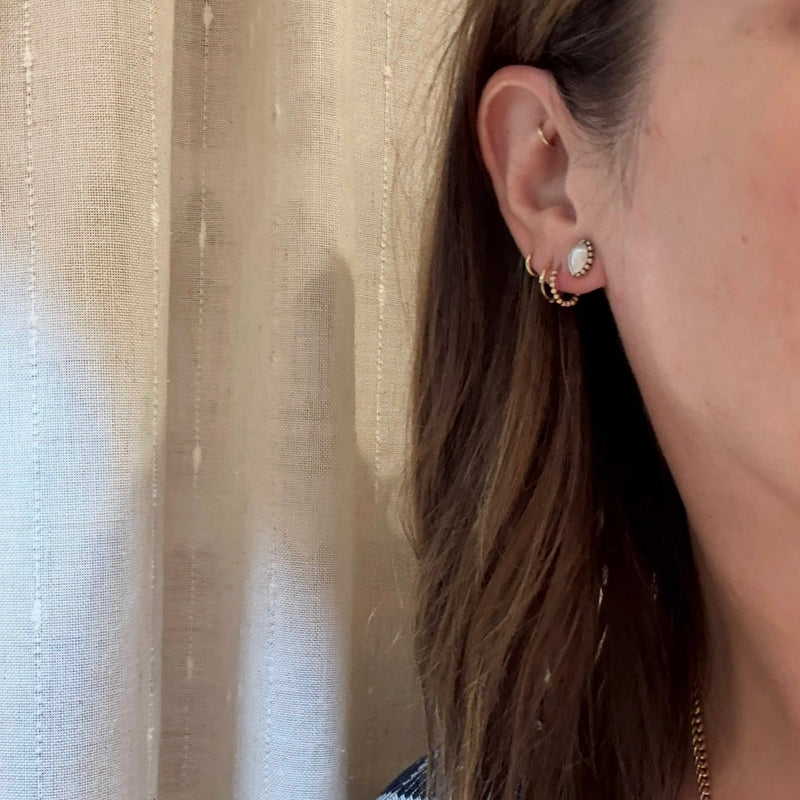 Sterling Navette & Fresh Water Pearl Stud Earrings