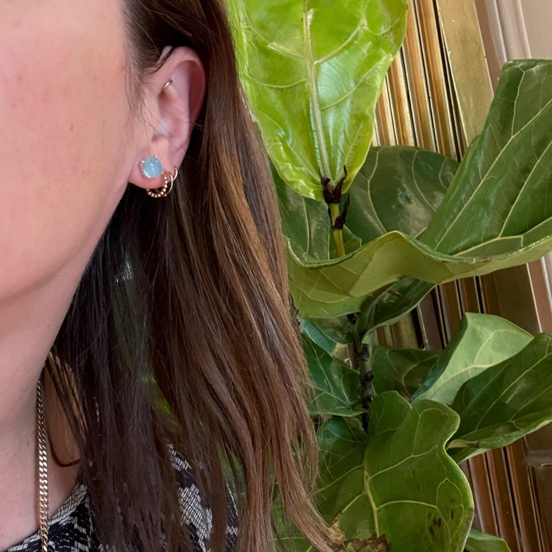 Baby Blue Chalcedony in Sterling Stud Earrings