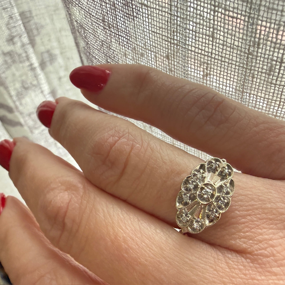 Mid Century Lacy Diamond Cluster Ring by Everwed