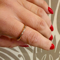 Engraved 14k Rose Gold Band with Diamonds