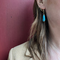 Saturated Blue Turquoise with Gold Detail Earrings by brunet