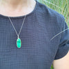 Dramatic Oval Malachite in Sterling Silver Necklace