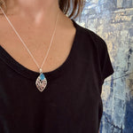 Chalcedony & Flowing Silver Vine Artisan Pendant