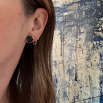 Pitch Black Onyx Hexagons in Sterling Stud Earrings