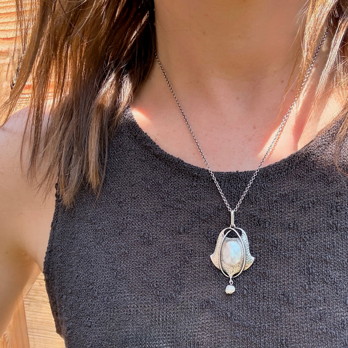 Murrle Bennett Silver & Pearl Arts & Crafts Necklace