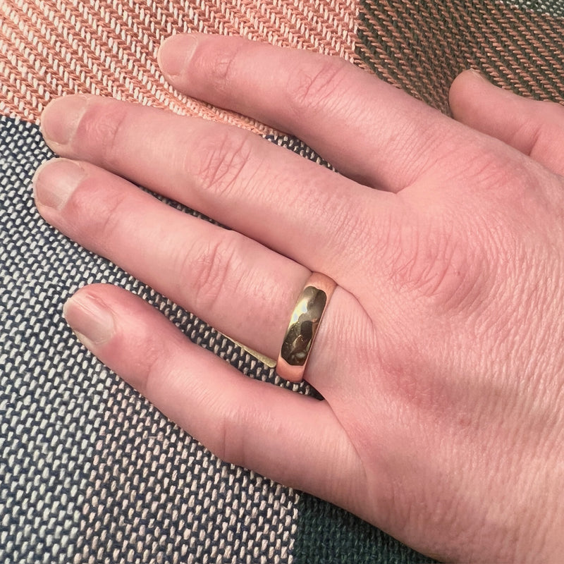 Subtly Hammered Size 12 14k Gold Band