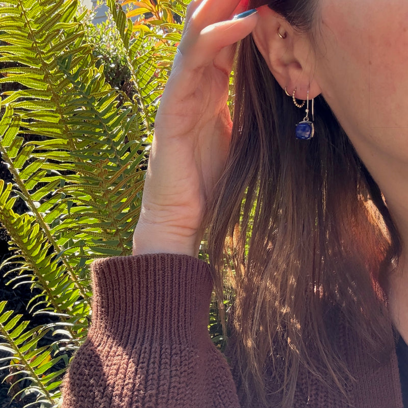 Royal Blue Lapis Lazuli & Sterling Artisan Earrings