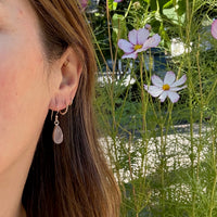Faceted Pink Quartz & Sterling Artisan Drop Earrings