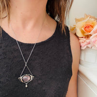 Sterling Arts & Crafts Necklace with Pink Quartz & Pearl