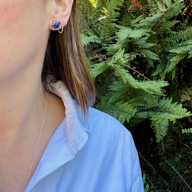 Deep Blue Lapis in Sterling Silver Studs