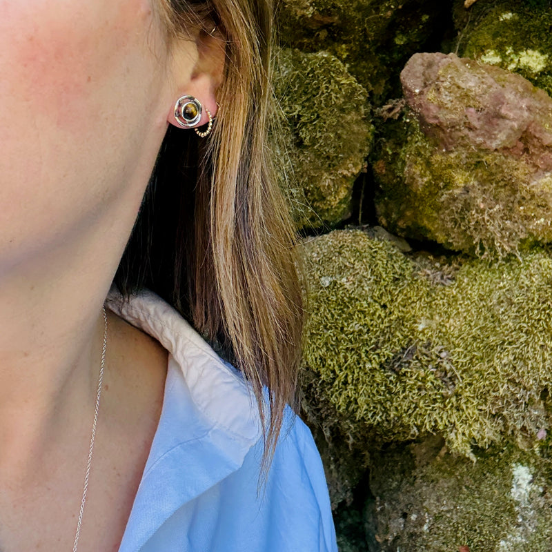 Gorgeous Golden Tiger's Eye in Sterling Silver Studs