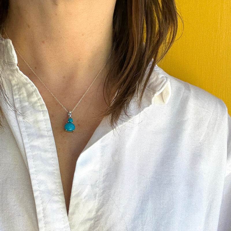 Impossibly Blue Turquoise & Sterling Artisan Pendant