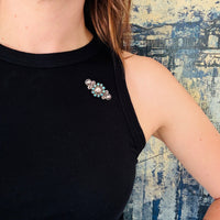 Sterling Silver & Turquoise Flower Brooch