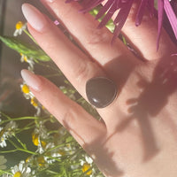 Fat Black Stone Teardrop in Sterling Silver Artisan Ring