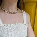 Glamorous Gold Tone & Rhinestone Costume Choker