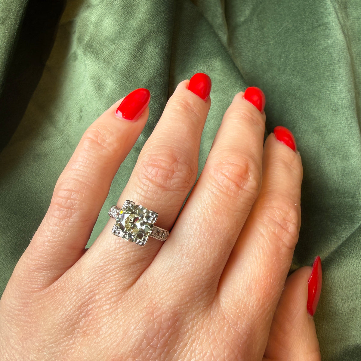 Dreamy Platinum 2.83ct Old Euro Engagement Ring