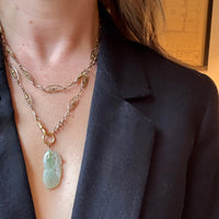 Pair of Plums Jade Pendant with 14k Gold Bale