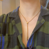 Victorian Gold Fill Rope Chain with Garnet Slide