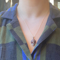 Garnet & Amethyst Set Sterling Silver Artisan Skull Pendant