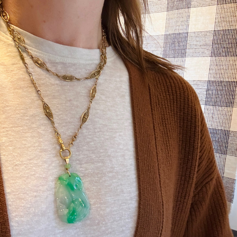 "Jade" Glass & Gold Dragonfish Pendant